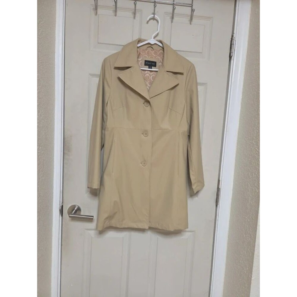 Braetan Women's Classic Button-Down Trench Coat - Tan/Beige - Size small